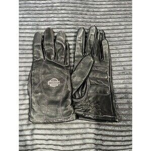 Harley Davidson women’s leather gloves black pink logo riding gear M